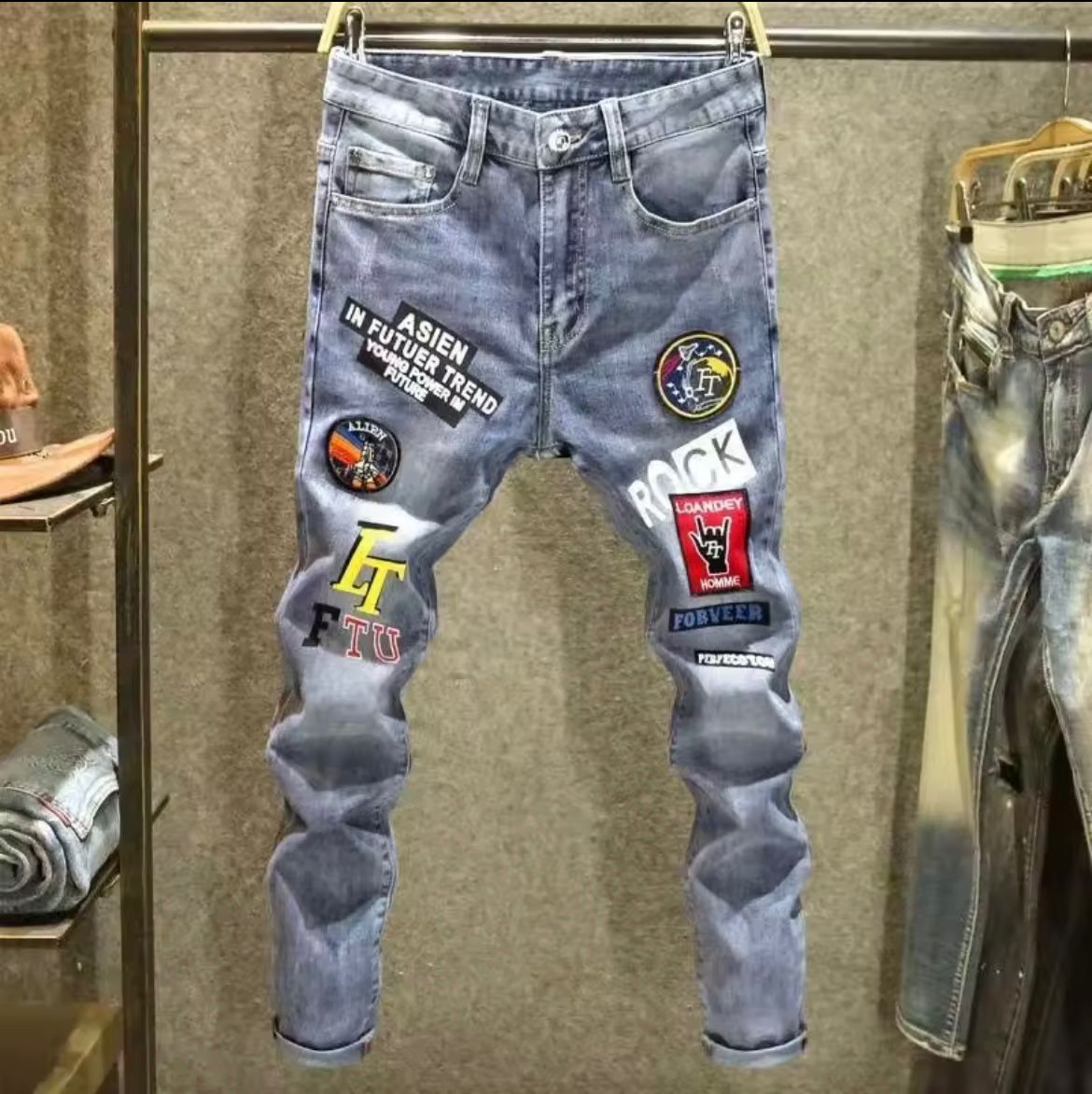 PATCHED DENIM JEANS